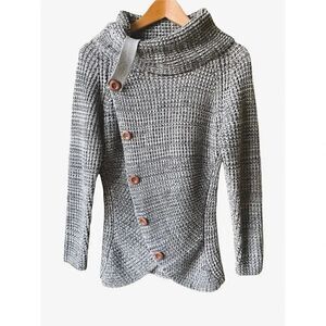 Yidarton Gray Wrapped Long Sleeves Womens Sweater SZ Small